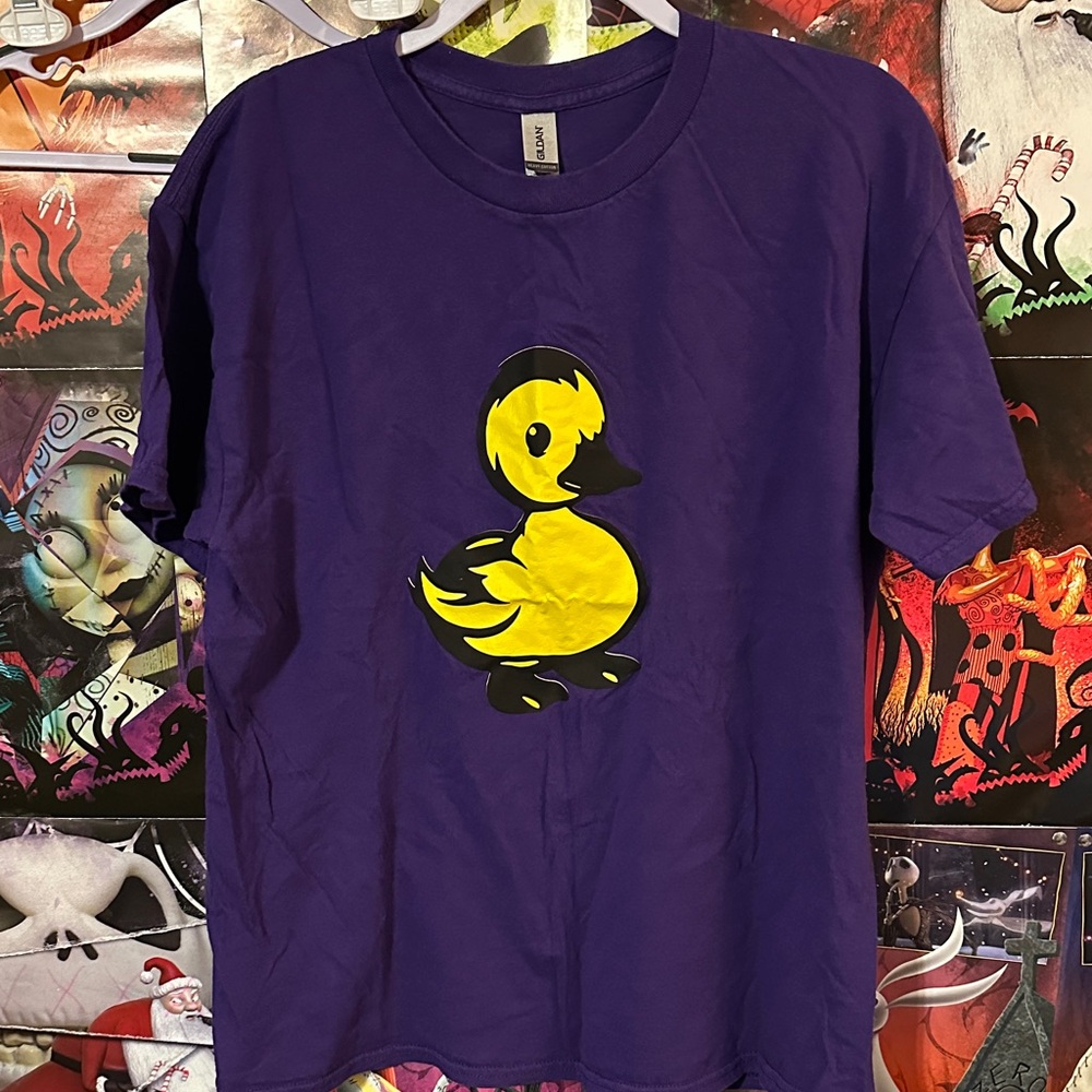 Gildan Purple Short Sleeve Tee with Yellow Duck Graphic
